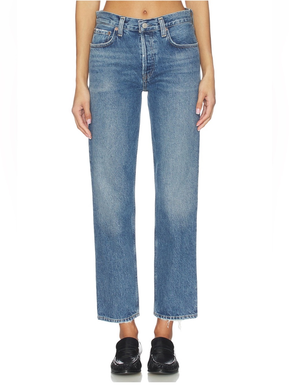 Agolde midrise straight leg Romney jeans in medium wash